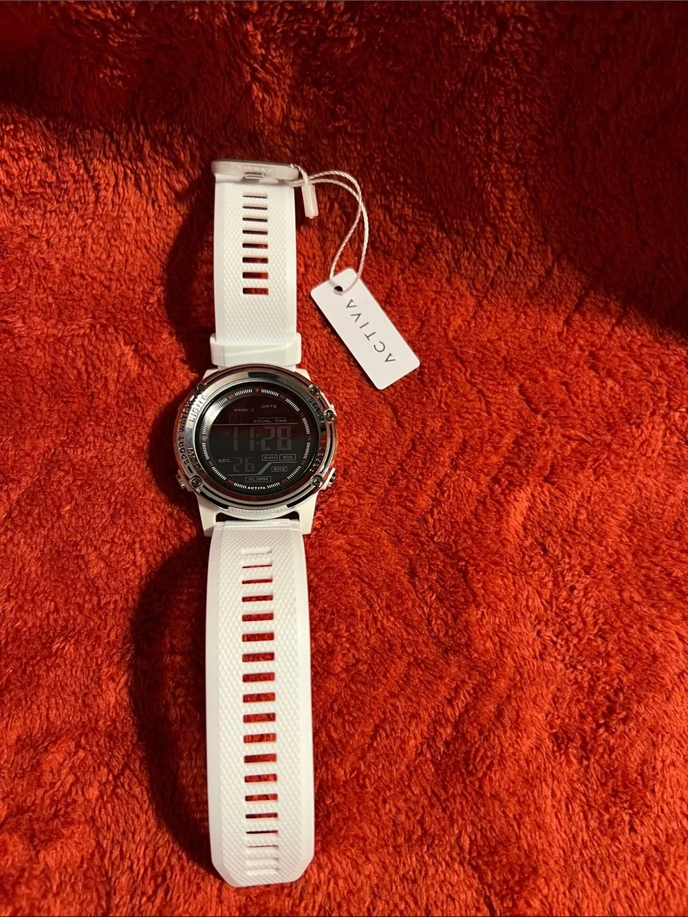 Activa White Digital Sport Watch - Dual Time, Alarm